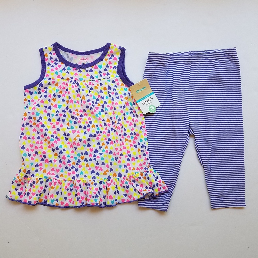 Carter's Baby Girls Legging Pajama Set Sleepwear PJ Lot Size 18 Months New - Picture 3 of 7